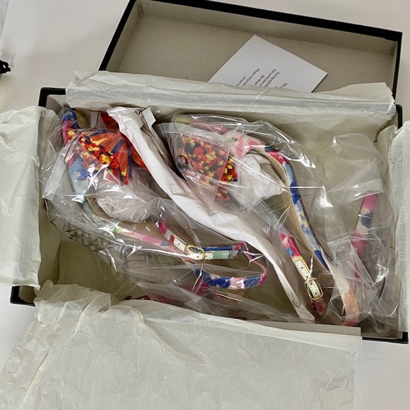 J. Crew Strappy Heel with Colorful Raffia Bow Shoe Size 8 - Picture 4 of 5